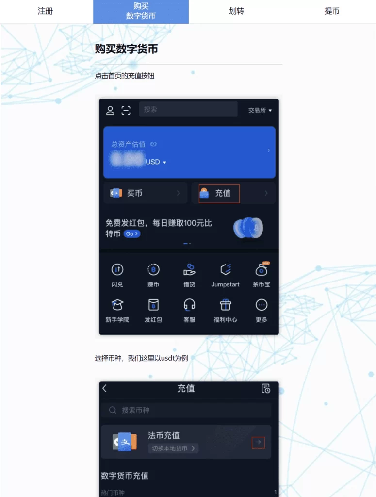 图片[2]-USDT 虚拟币的注册 购买 划转 提币流程单页面HTML静态JS切换文件-楼兰源码_免费源码分享网